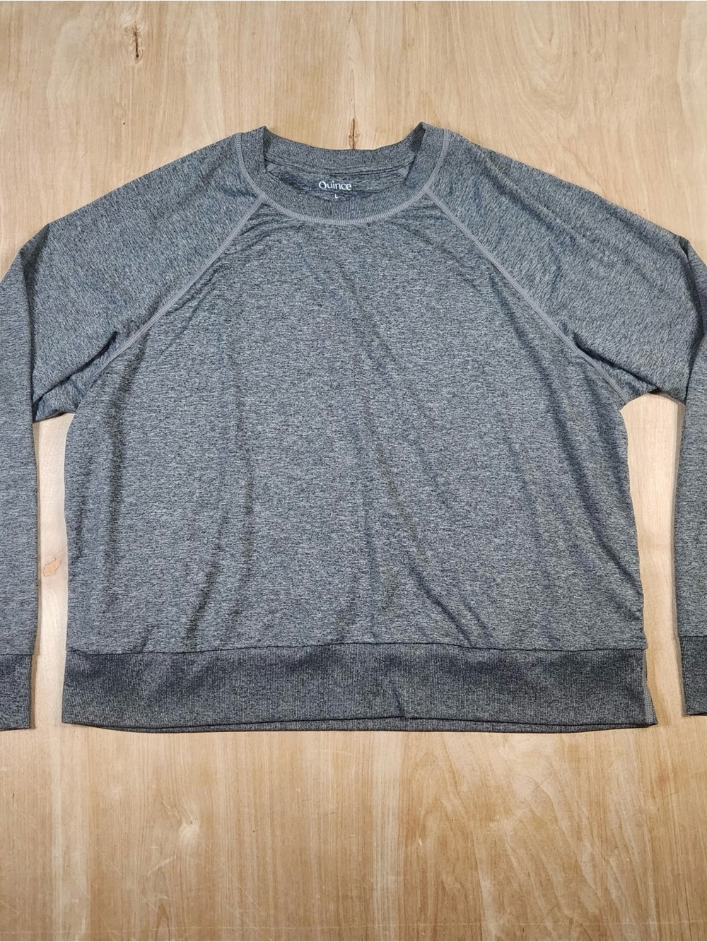 Quince Women’s Gray Long Sleeve Crewneck Raglan Pullover Sweatshirt Size L